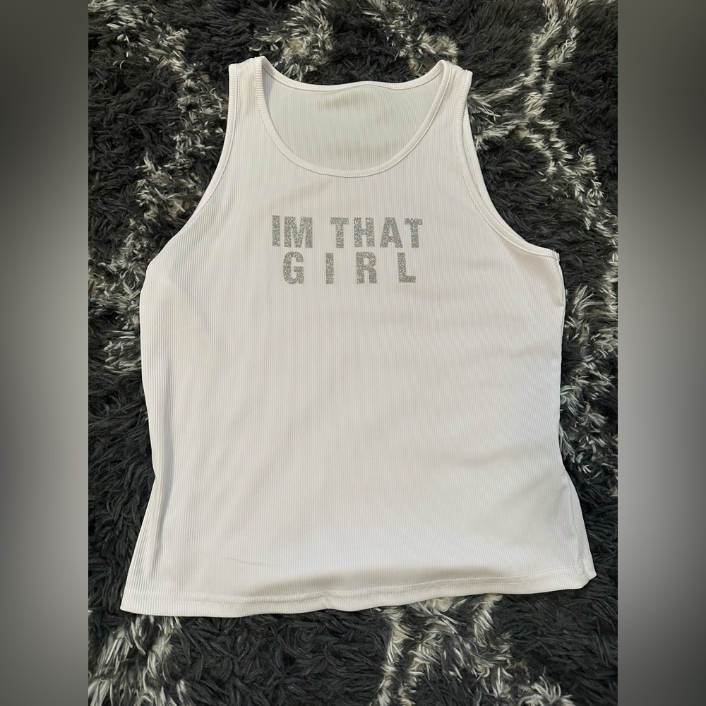 That Girl Glittery Font White Tank Top